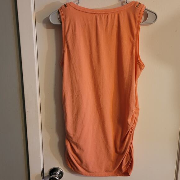 Michael Kors Orange Ruched Tank Top Sz Medium Flattering Postpartum Longline - Picture 7 of 10